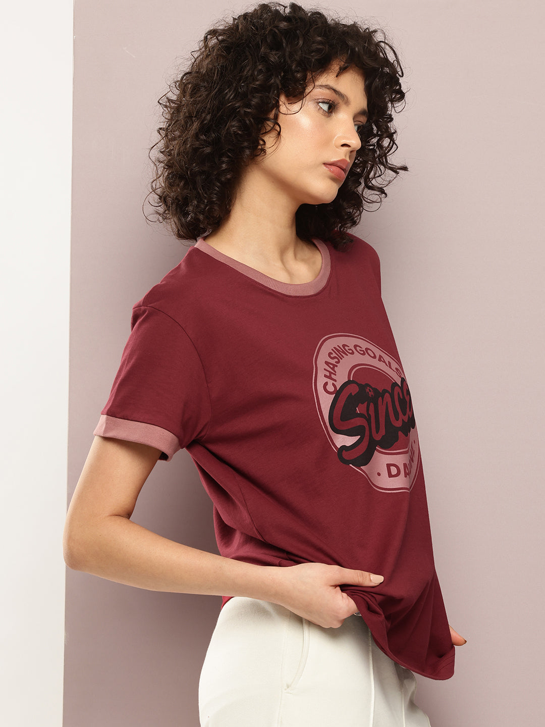 Womens Half Sleeve Round Neck Printed Boxy Fit Tshirts