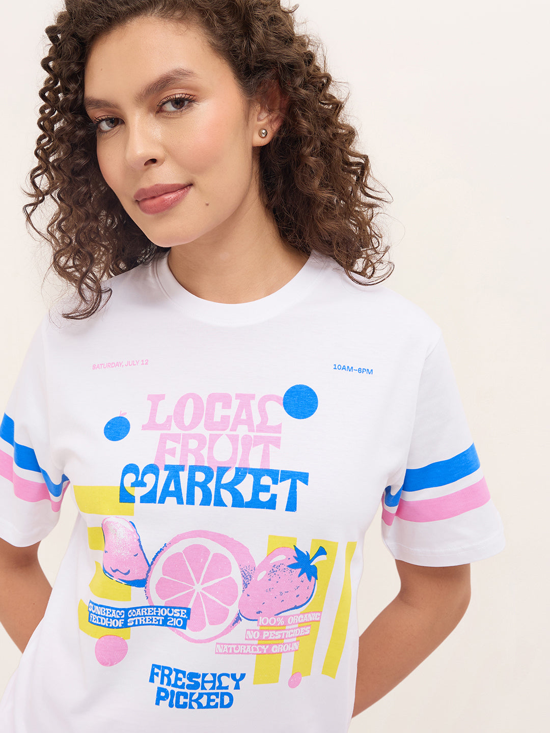 Womens Half Sleeve Round Neck Printed Oversized Fit Tshirts