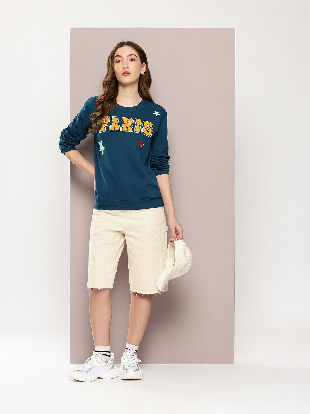 Womens Full Sleeve Round Neck Embroidered Relaxed Fit Tshirts
