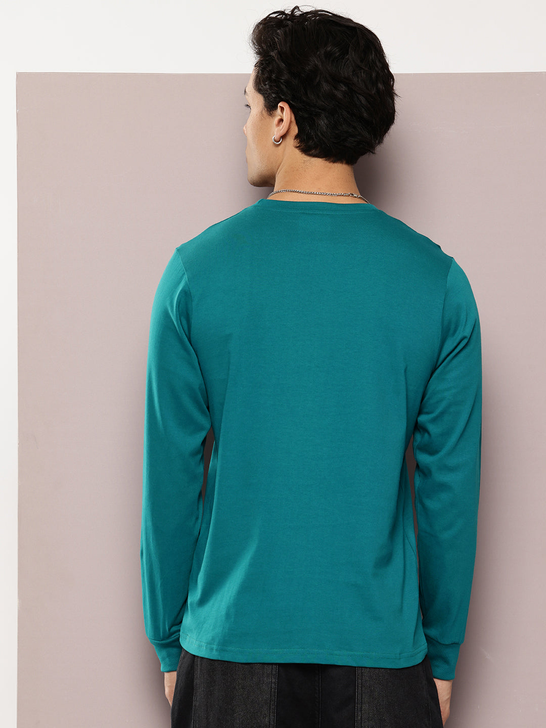 Mens Full Sleeve Round Neck Solid Regular Fit Tshirts