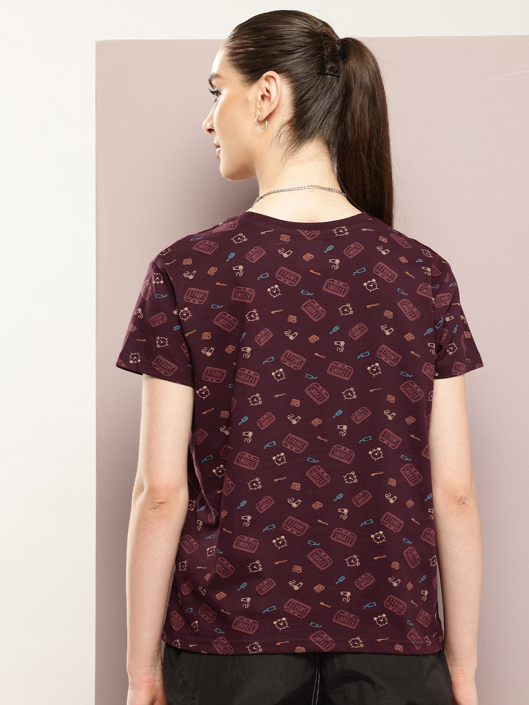 Womens Half Sleeve Round Neck All-Over Printed Boxy Fit Tshirts