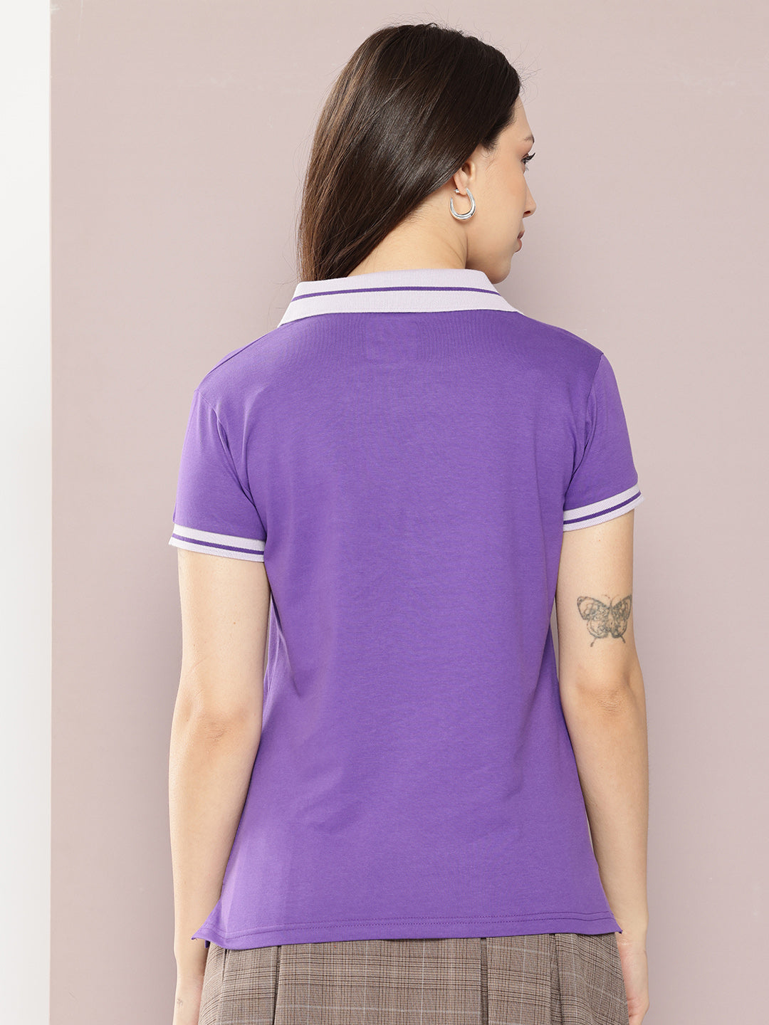 Womens Half Sleeve Polo Neck Embroidered Regular Fit Tshirts