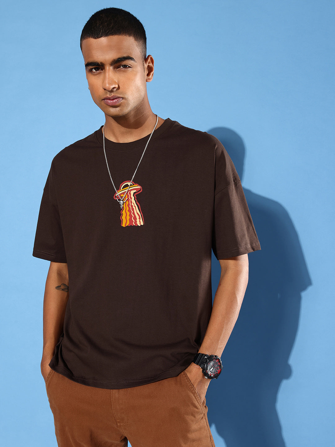Mens Half Sleeve Drop Shoulder Printed Oversized Fit T-Shirts