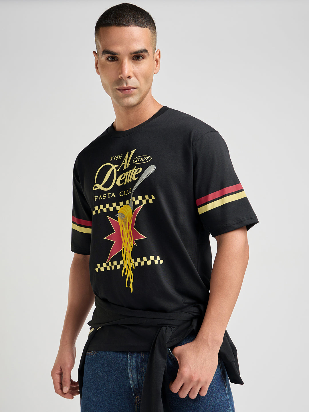 Mens Printed Oversized Half Sleeve Round Neck Tshirt