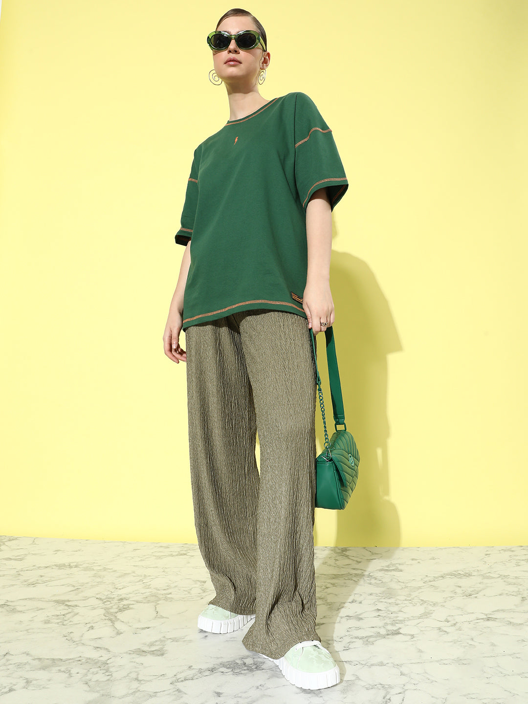 Womens Half Sleeve Drop Shoulder Plain Oversized Fit T-Shirts