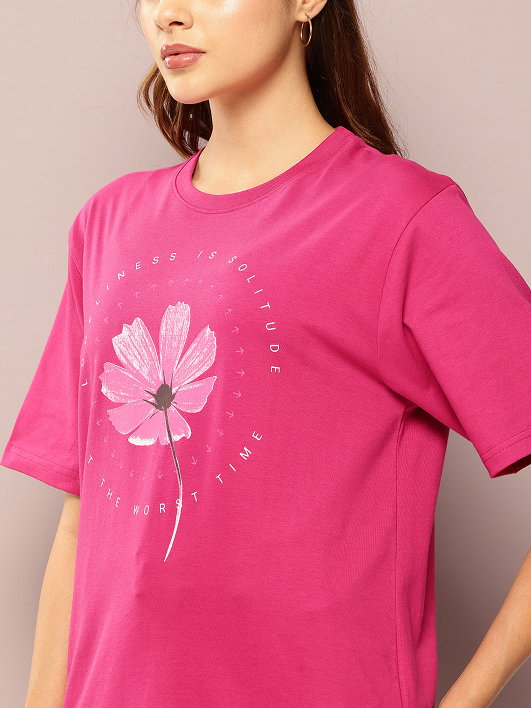 Womens Short Sleeve Printed Oversized Fit Tshirt