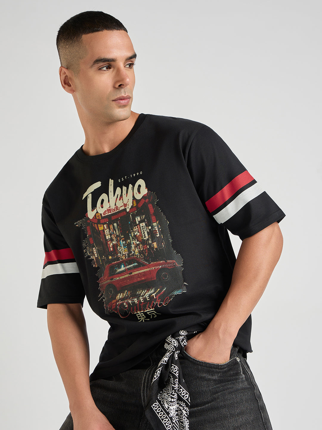 Mens Printed Oversized Cotton Round Neck Tshirt