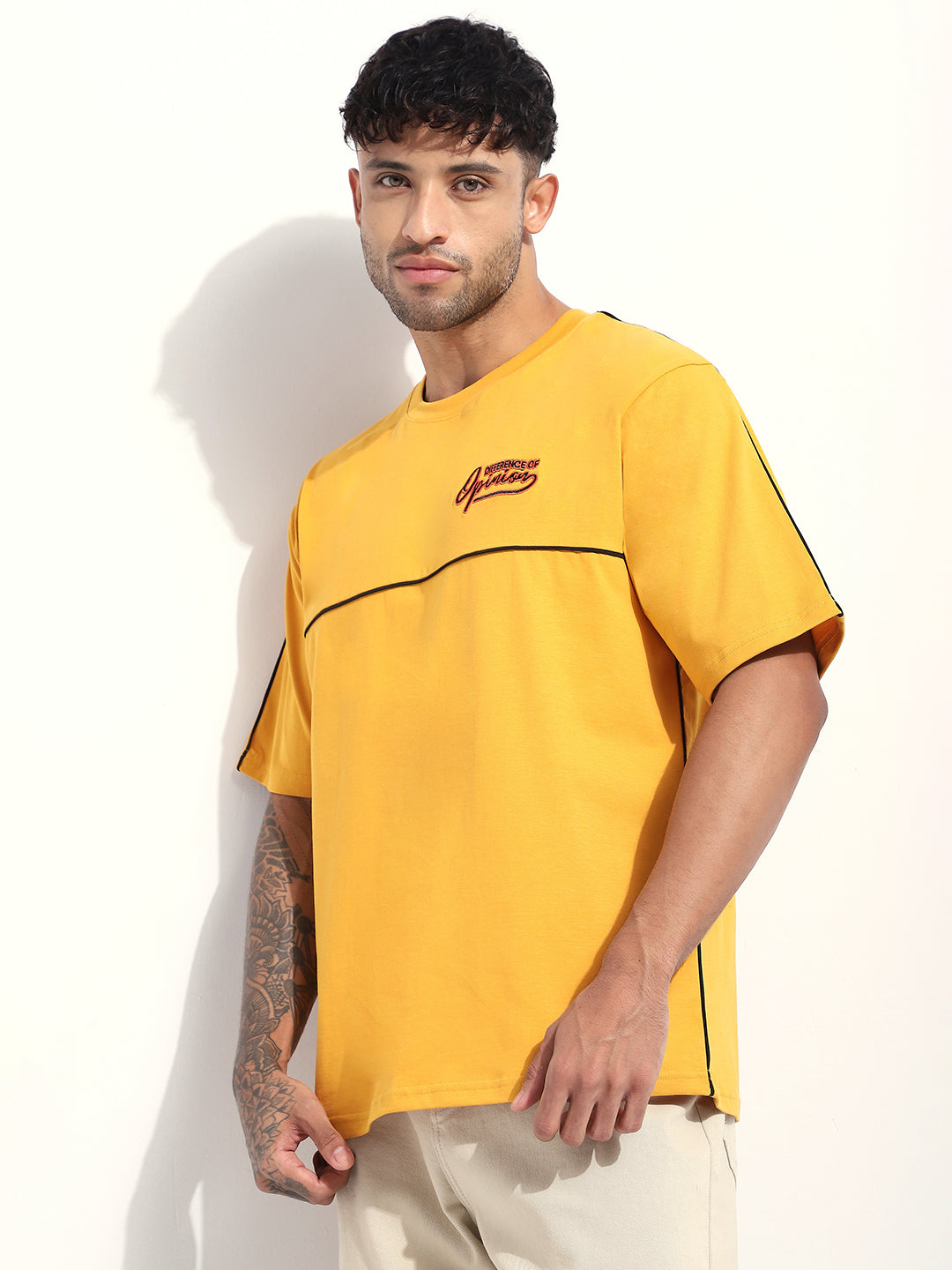 Mens Half Sleeve Round Neck Embroidered Oversized Fit Tshirts