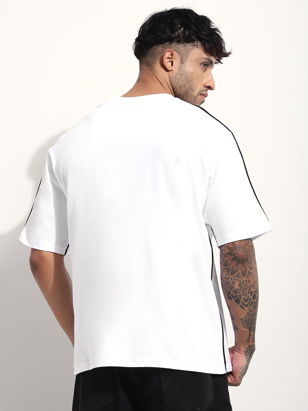 Mens Half Sleeve Round Neck Embroidered Oversized Fit Tshirts