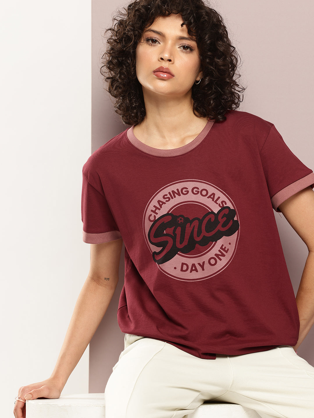 Womens Half Sleeve Round Neck Printed Boxy Fit Tshirts