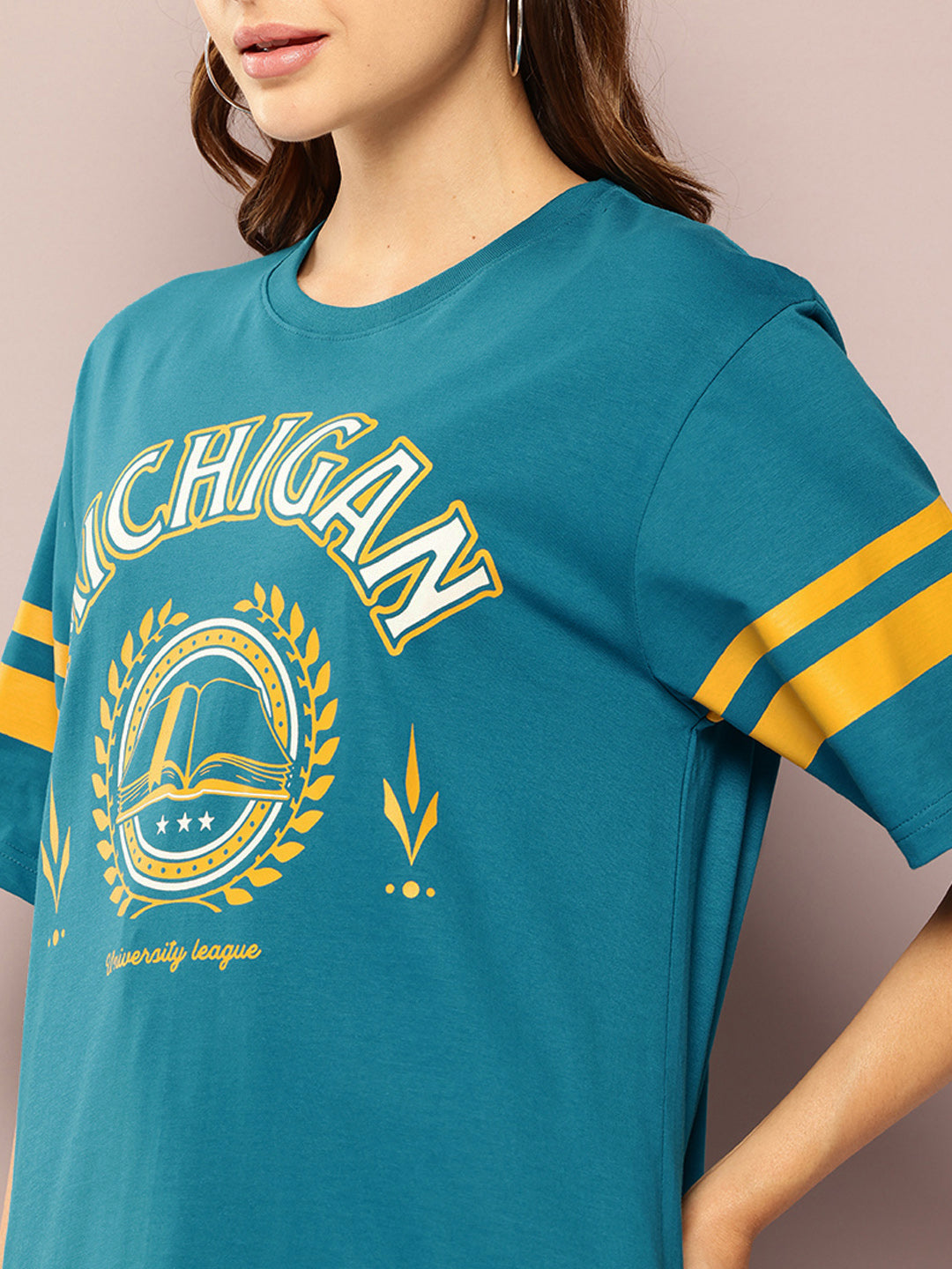 Womens Short Sleeve Printed Oversized Fit Tshirt