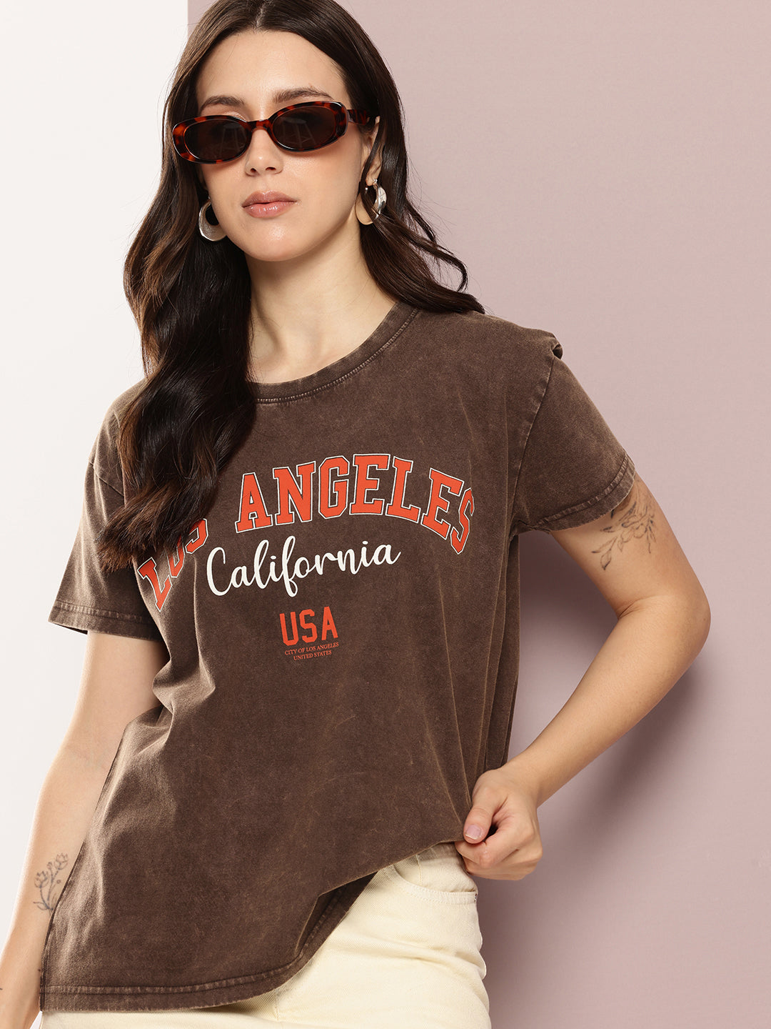 Womens Half Sleeve Round Neck Printed Boxy Fit Tshirts