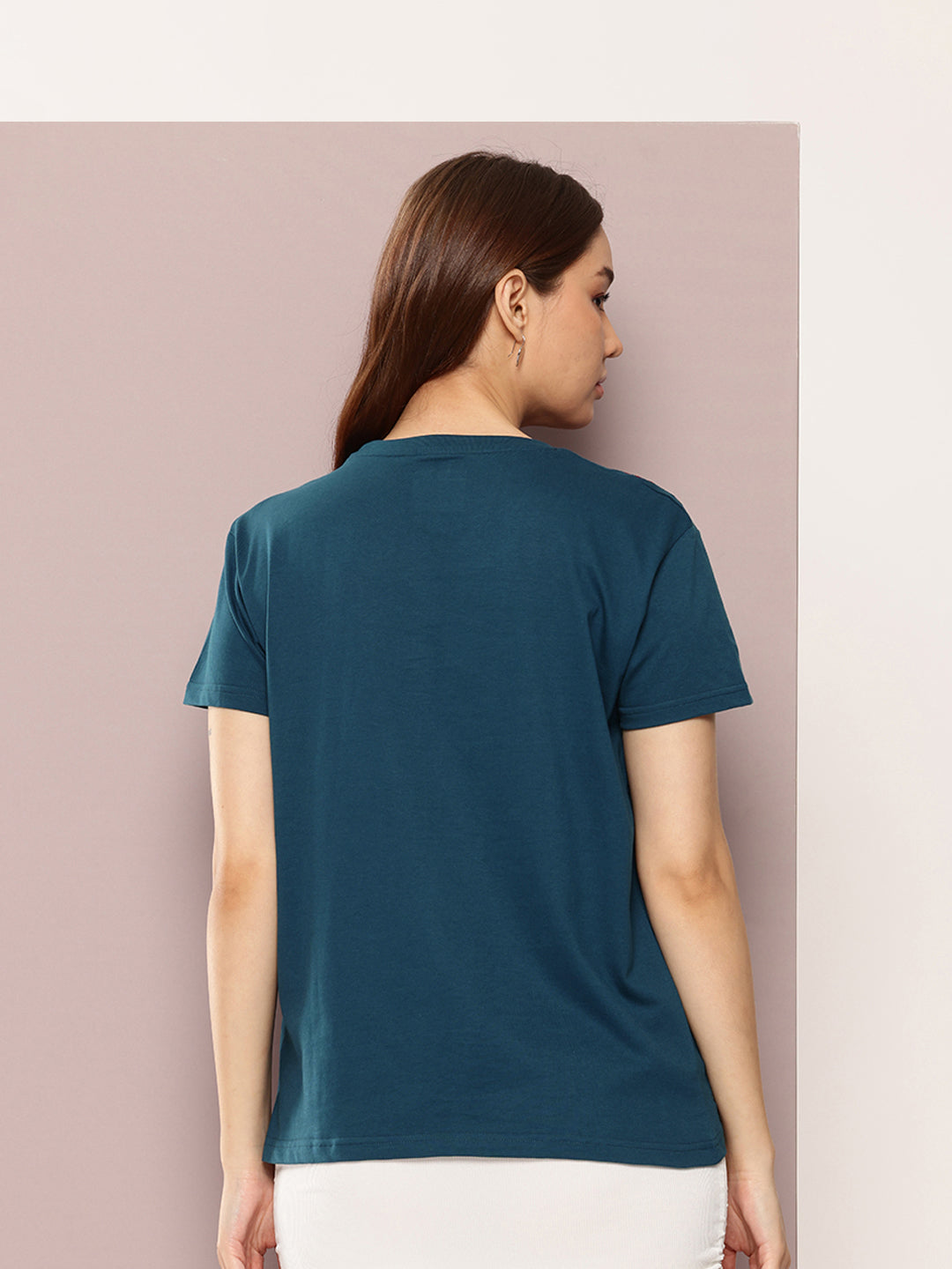 Womens Half Sleeve Round Neck Embroidered Boxy Fit Tshirts