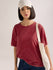 Womens Solid Oversized Slub Jersey Acid Washed  Boat Neck Tshirt