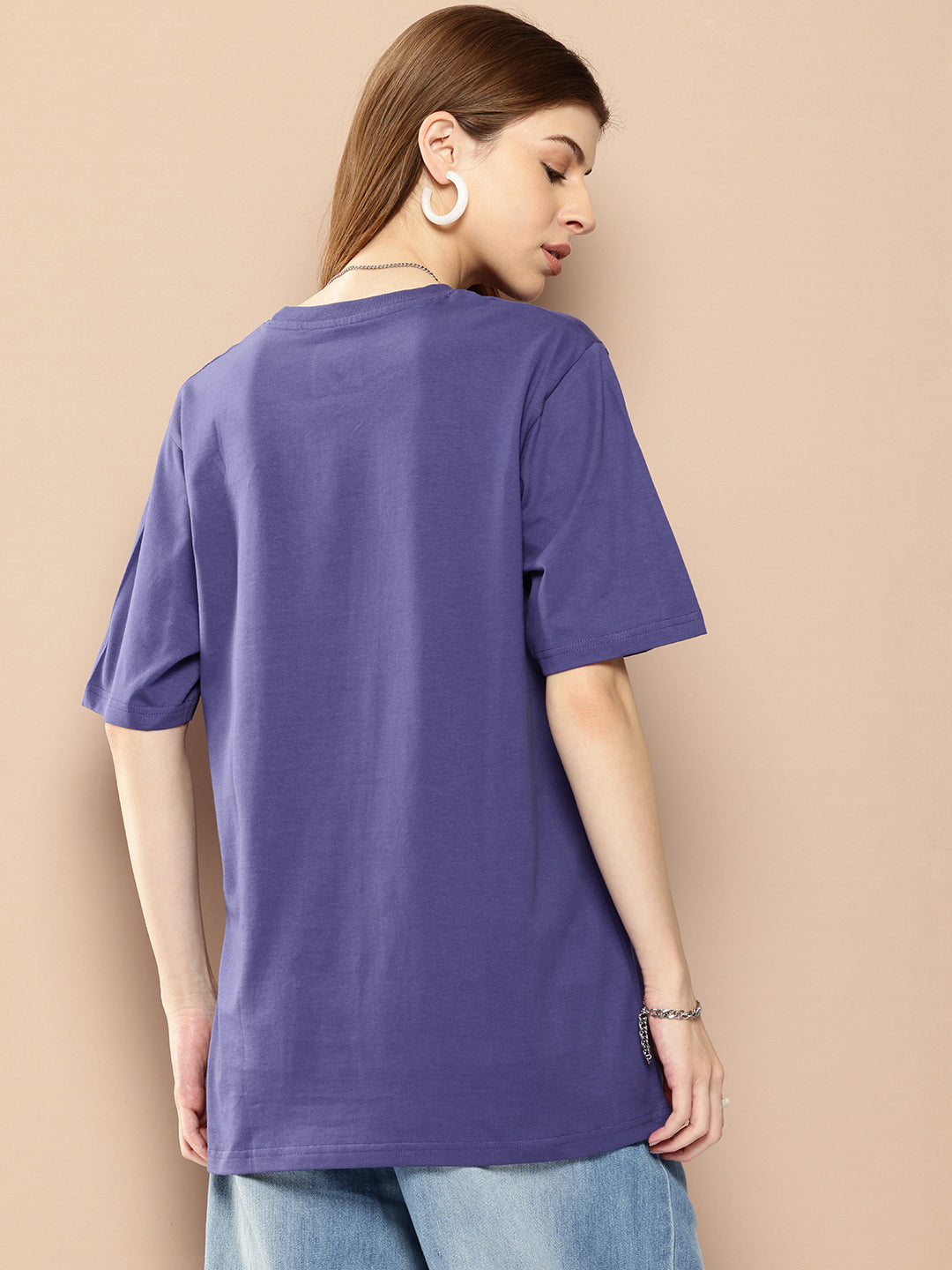 Womens Half Sleeve Round Neck Printed Oversized Fit Tshirts