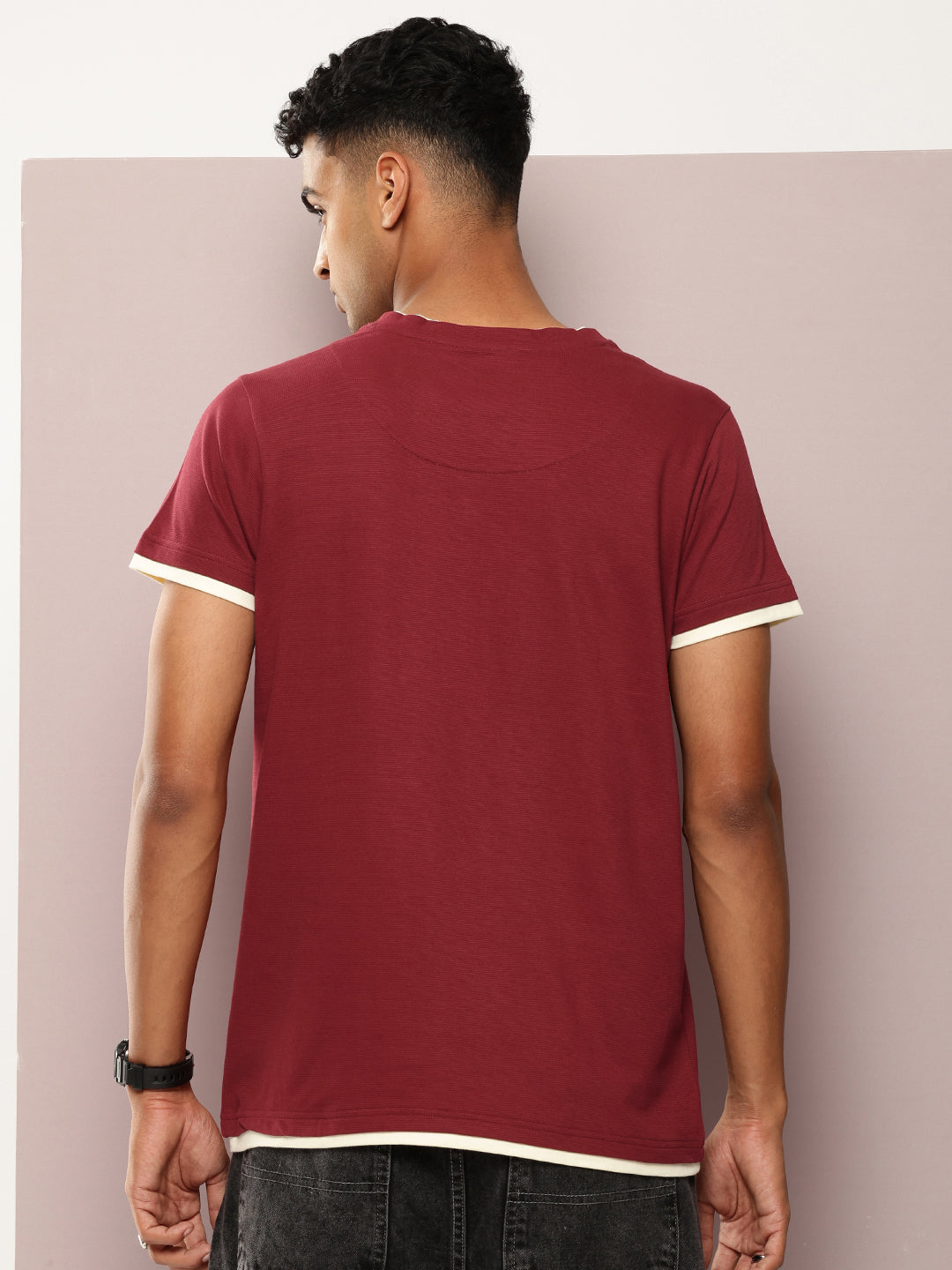 Mens Half Sleeve V-Neck Solid Regular Fit Tshirts