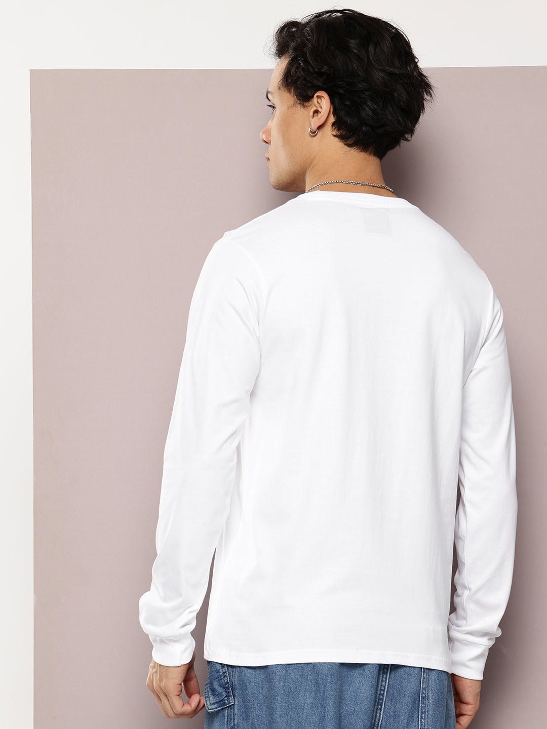 Mens Full Sleeve Round Neck Solid Regular Fit Tshirts