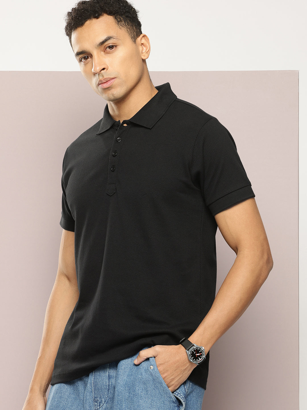 Mens Half Sleeve Polo Neck Solid Regular Fit Tshirts
