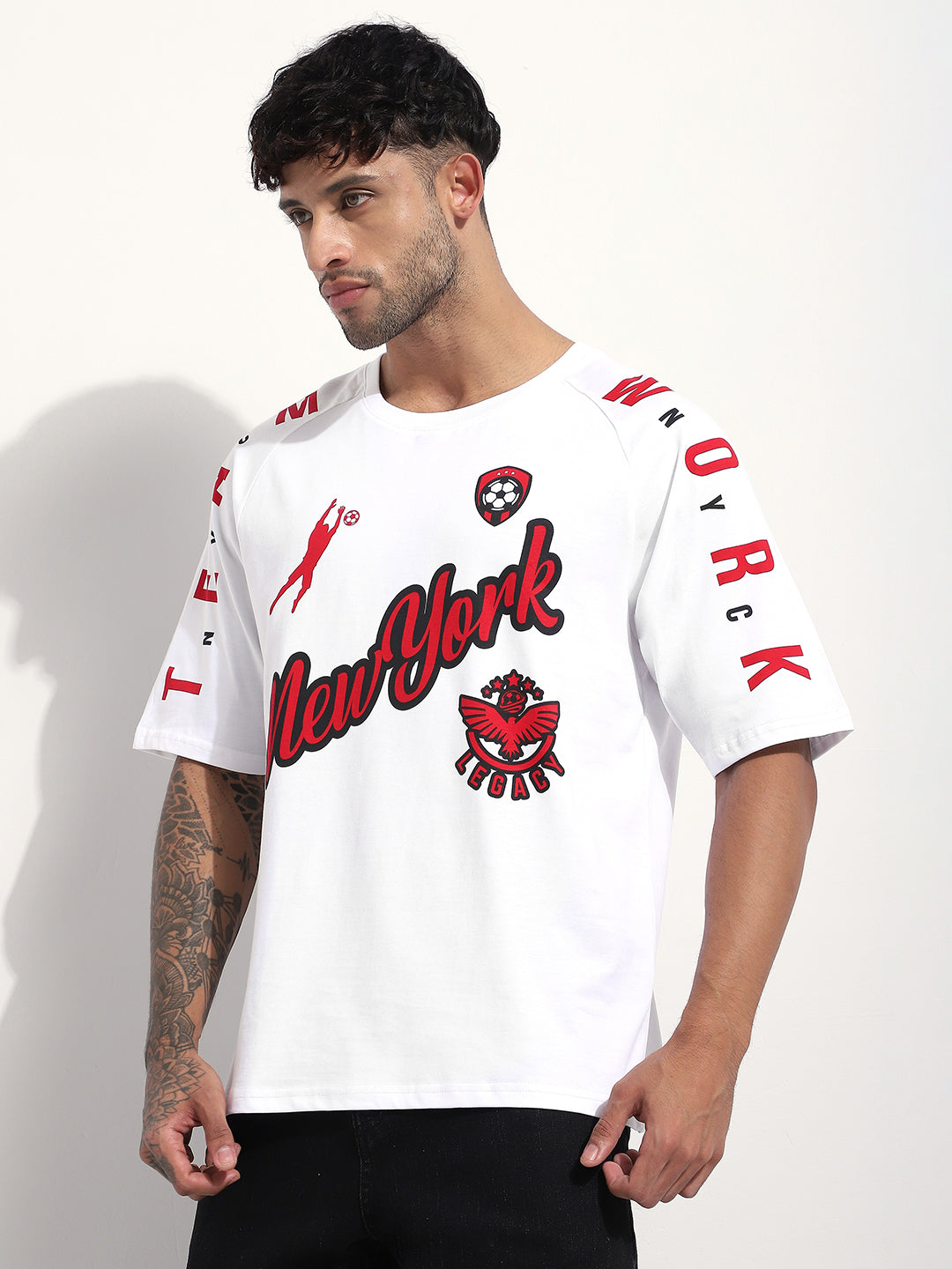 Mens Half Sleeve Round Neck Printed Oversized Fit Tshirts