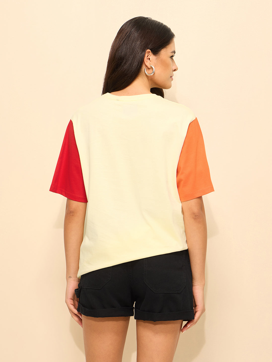 Womens Printed Oversized Fit Cotton T-Shirt