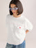 Womens Embroidery Boxy Regular Fit Cut & Sew Cotton Tshirt