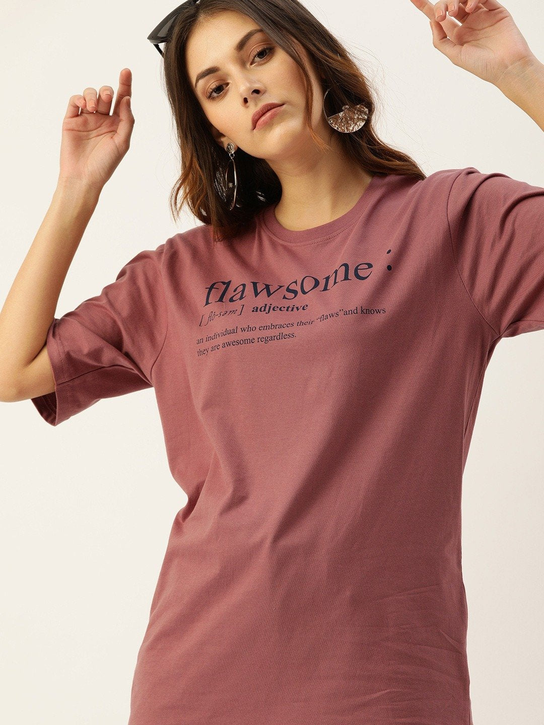 Womens Half Sleeve Round Neck Oversized Fit T-Shirts