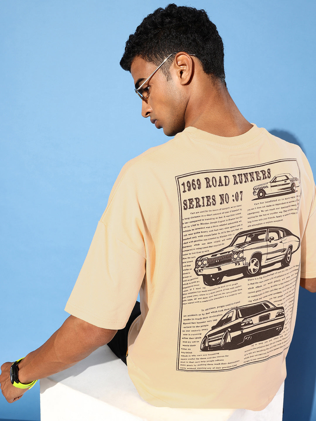 Mens Half Sleeve Drop Shoulder Printed Oversized Fit T-Shirts