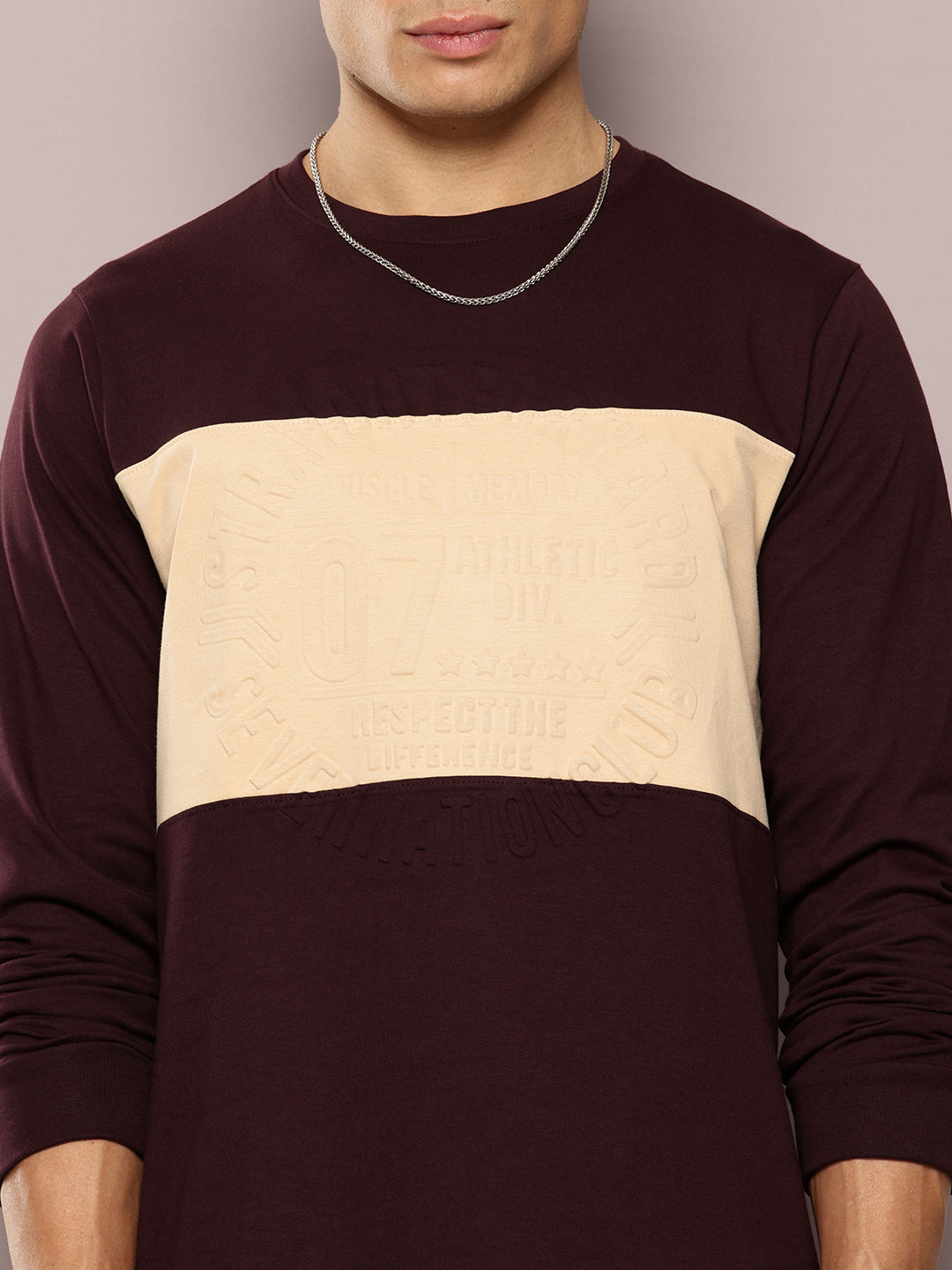 Mens Full Sleeve Round Neck Embellished Regular Fit Tshirts