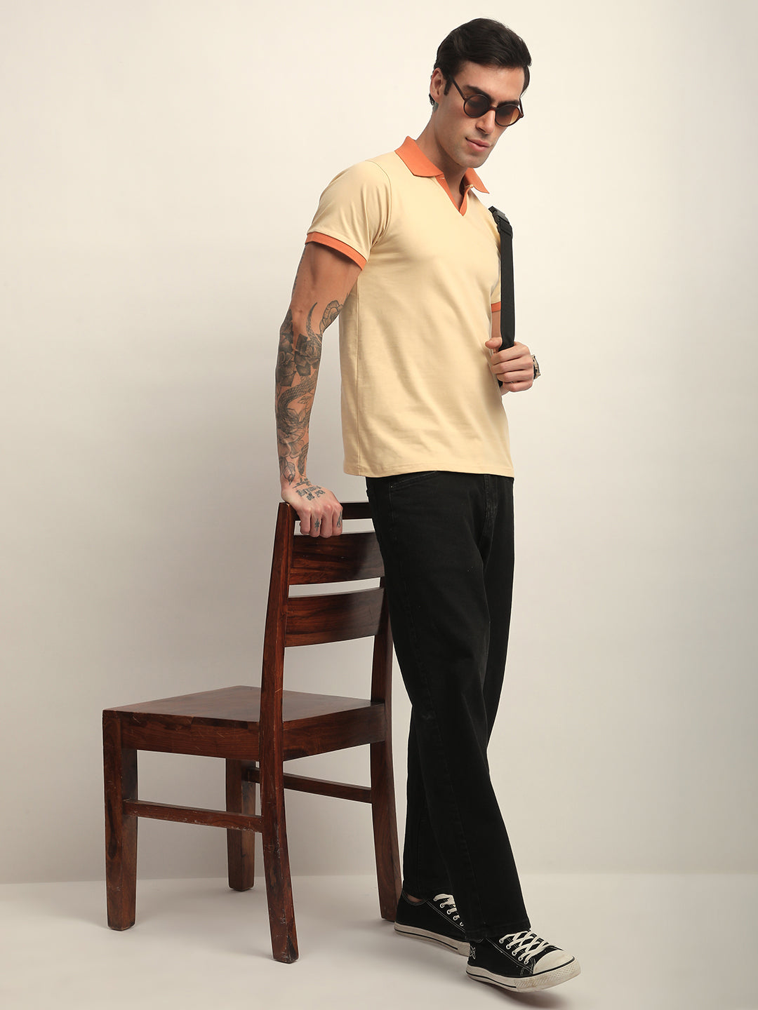 Mens Half Sleeve Polo Neck Solid Regular Fit Tshirts