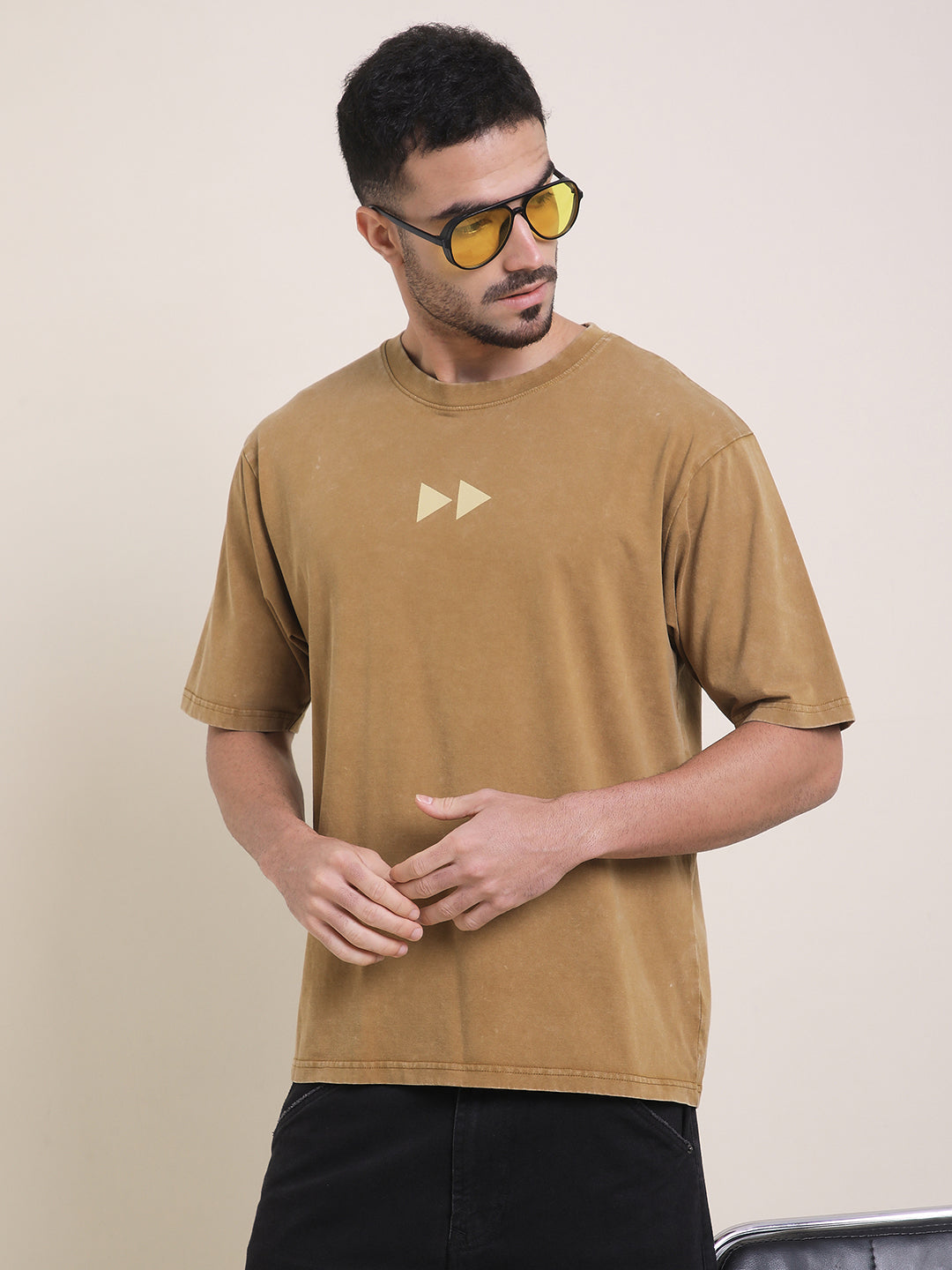 Mens Half Sleeve Round Neck Back Printed Oversized Fit Tshirts