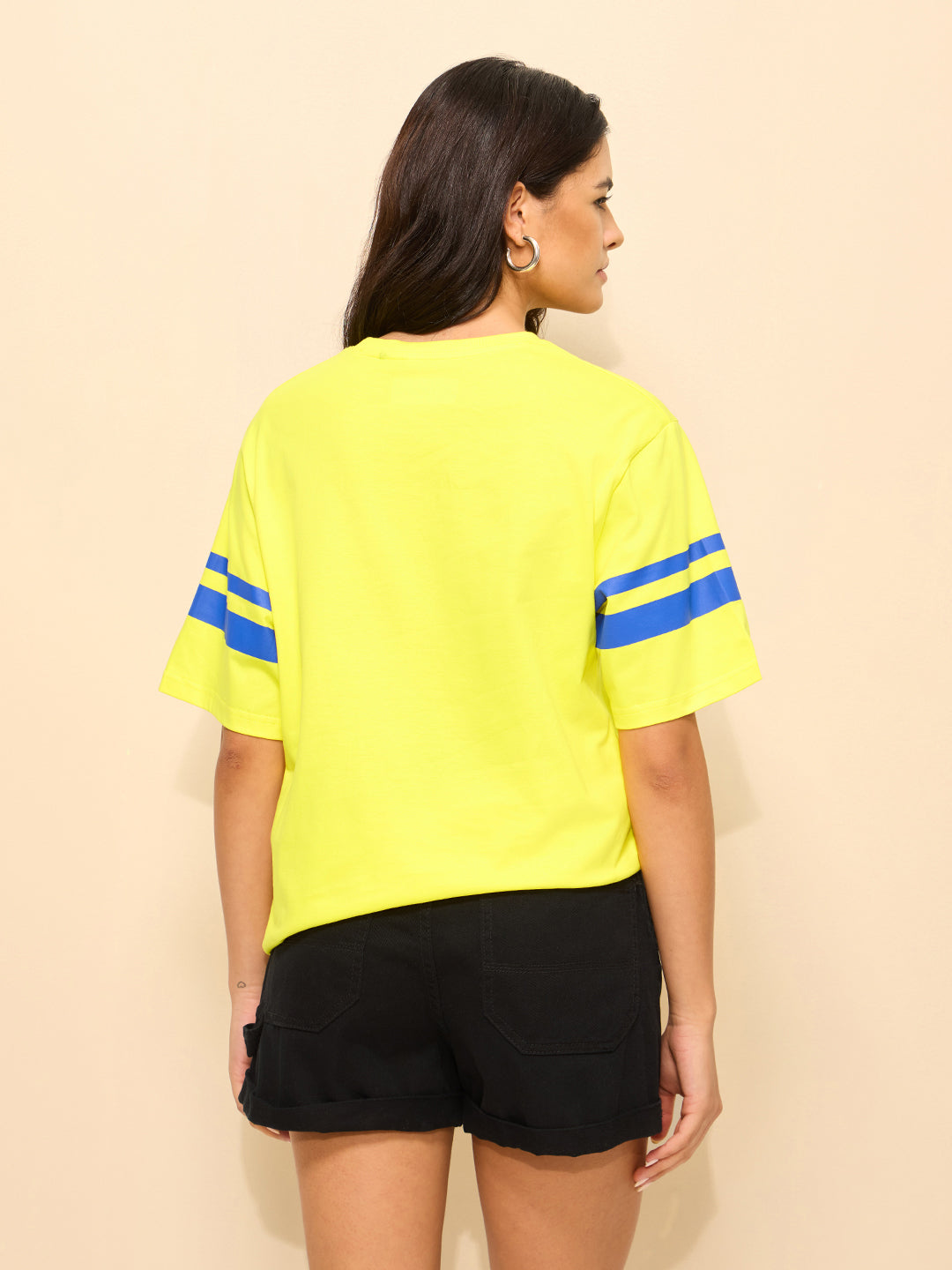 Womens Puff Printed Oversized Fit Cotton T-Shirt