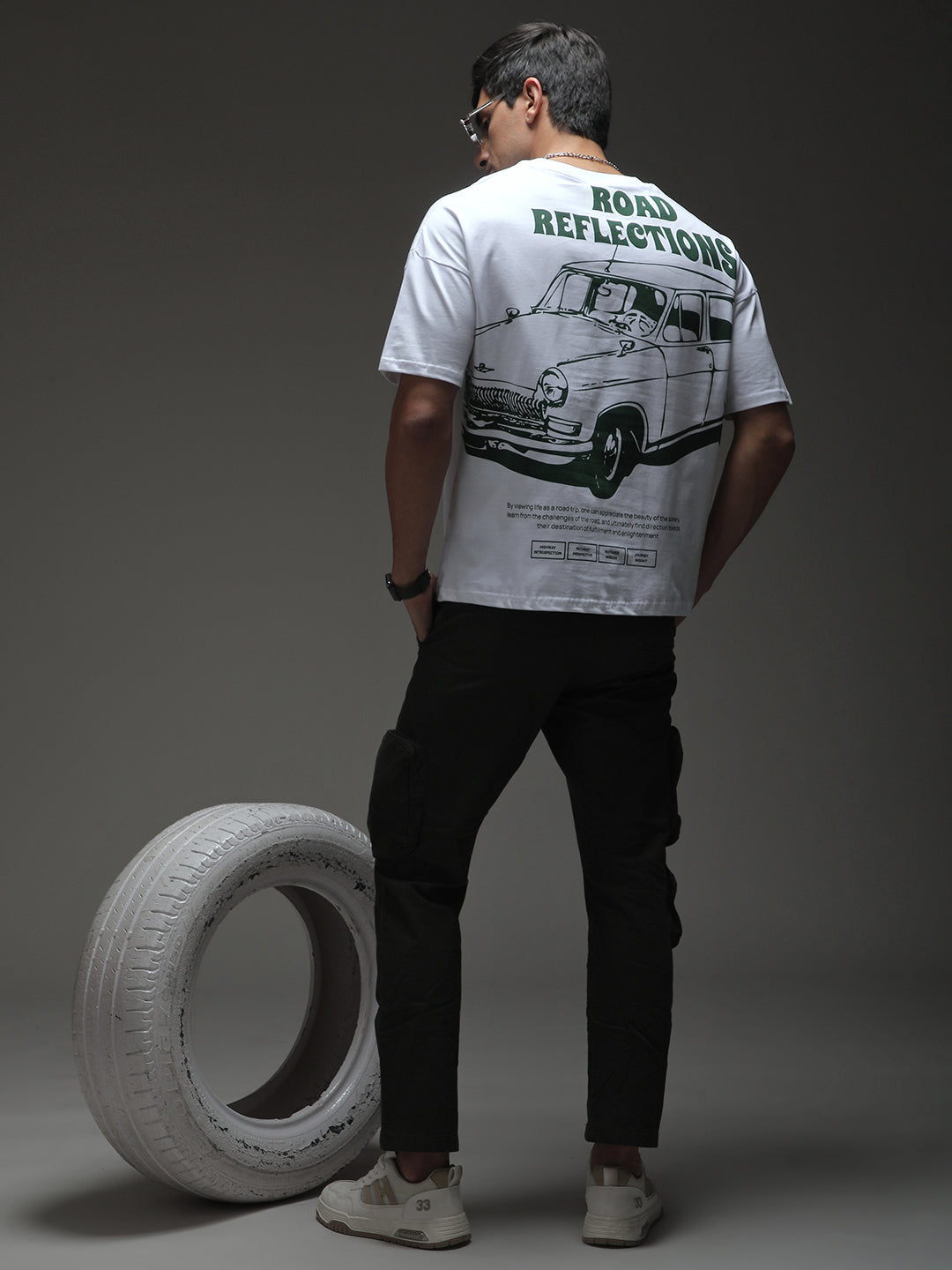Mens Half Sleeve Drop Shoulder Printed Oversized Fit T-Shirts