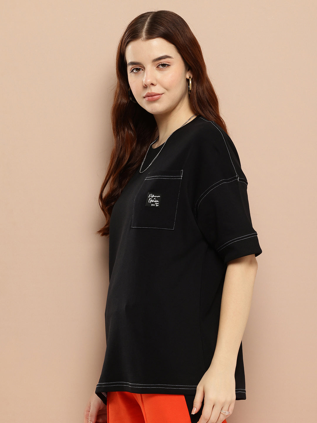 Womens Half Sleeve Round Neck Solid Oversized Fit Tshirts