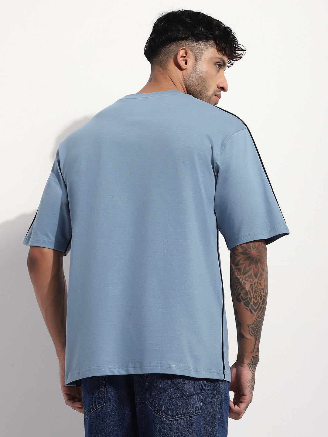 Mens Half Sleeve Round Neck Embroidered Oversized Fit Tshirts