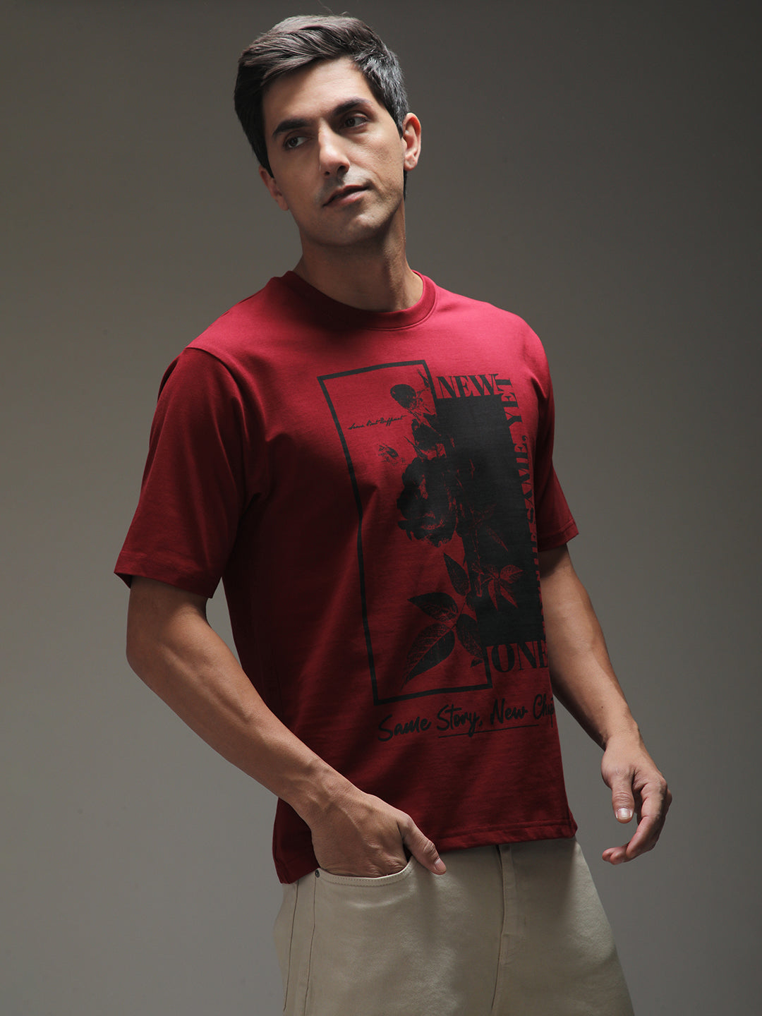 Mens Half Sleeve Round Neck Printed Oversized Fit Tshirts