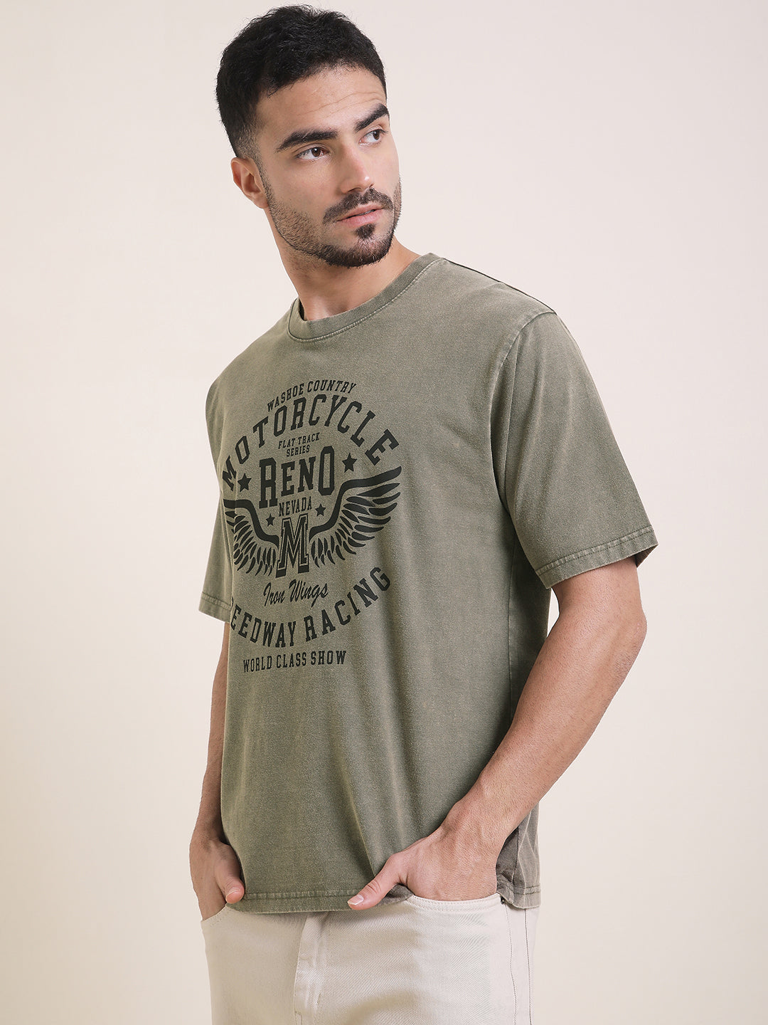 Mens Half Sleeve Round Neck Printed Oversized Fit Tshirts
