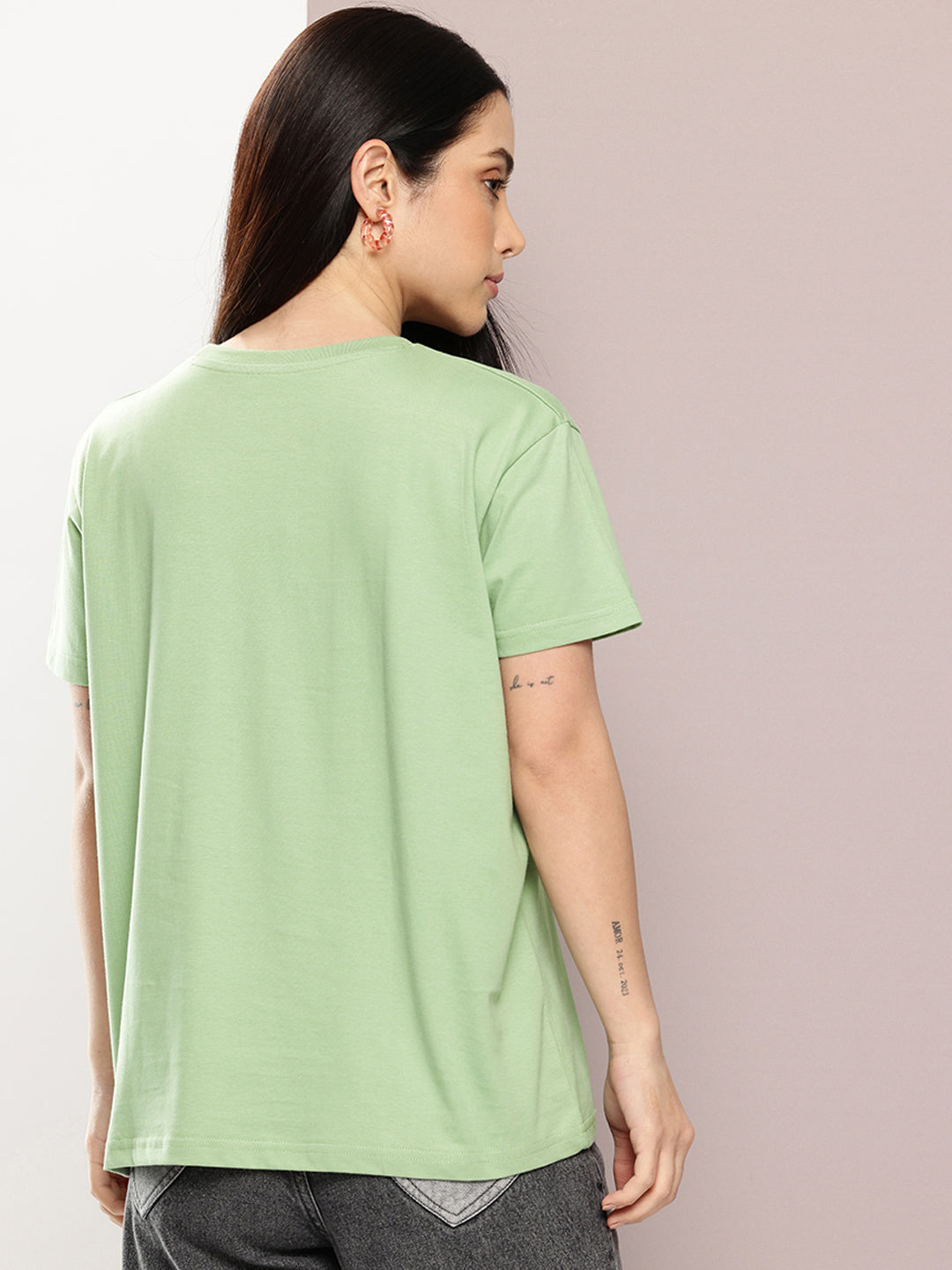 Womens Half Sleeve Round Neck Printed Boxy Fit Tshirts