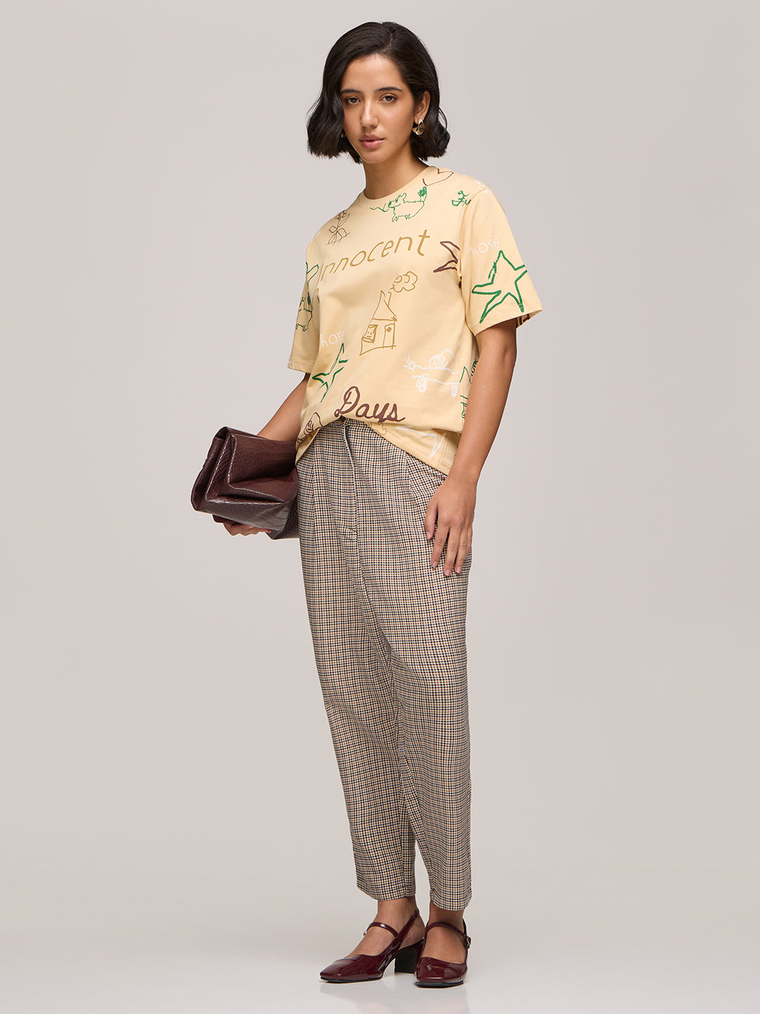 Womens Printed Oversized Fit Cotton T-Shirt