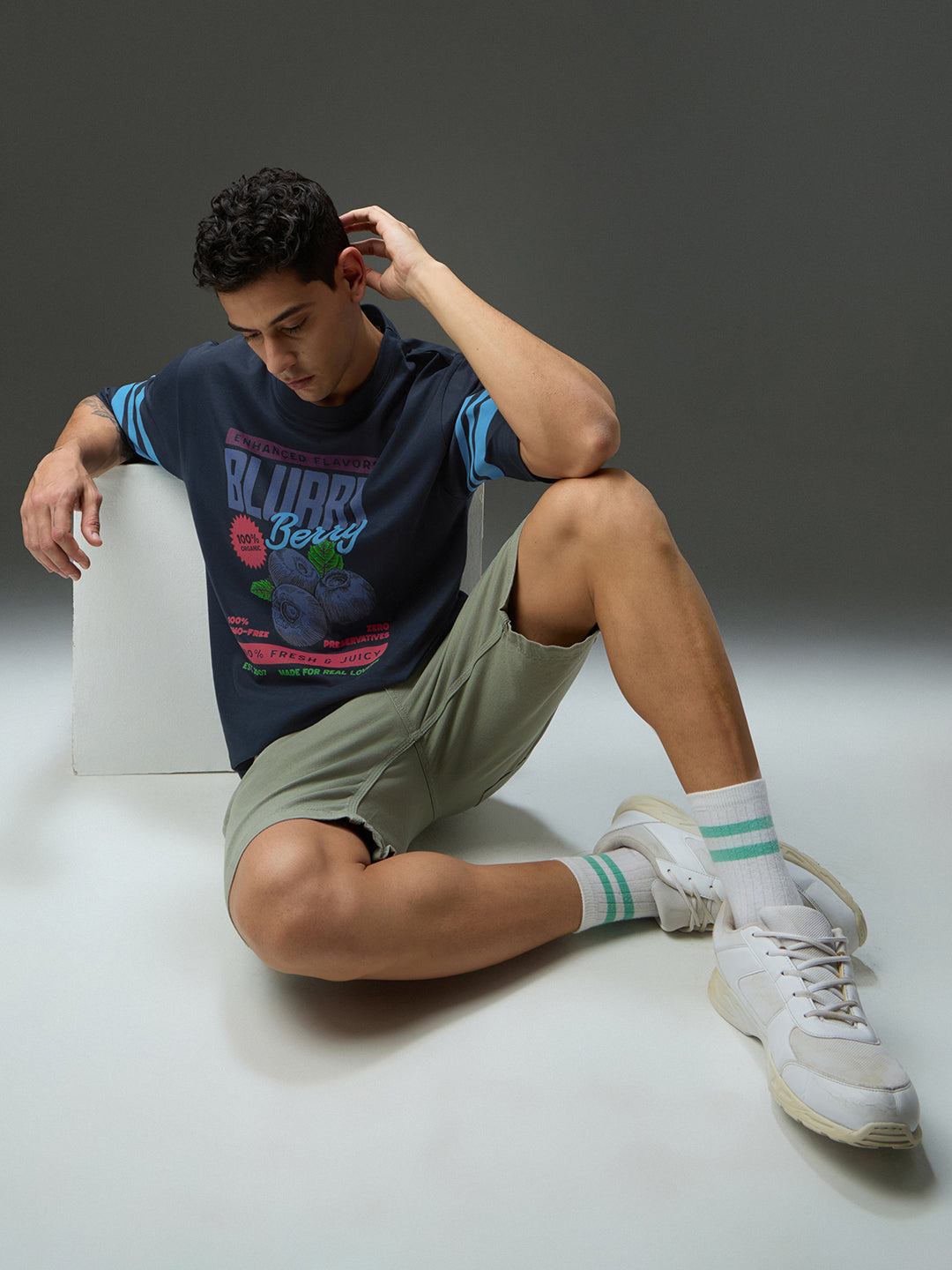 Mens Round Neck Half Sleeve Printed Oversized Fit Tshirt