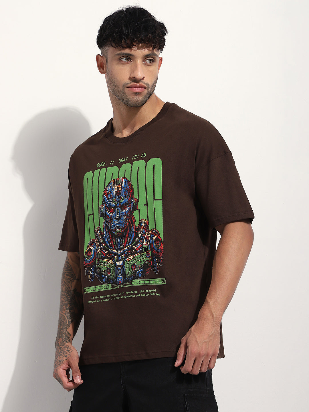 Mens Half Sleeve Drop Shoulder Printed Oversized Fit T-Shirts