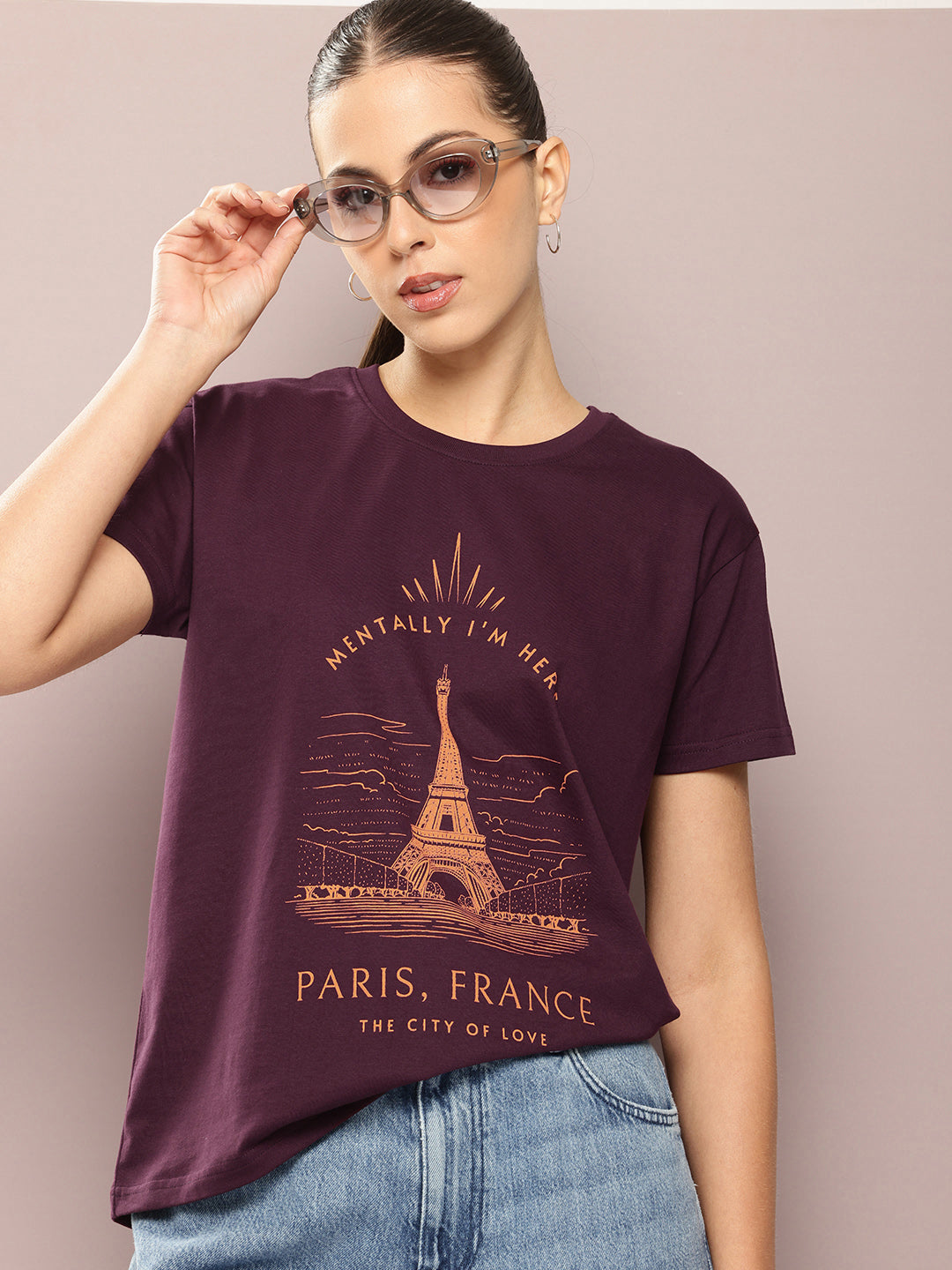 Womens Half Sleeve Round Neck Printed Boxy Fit Tshirts