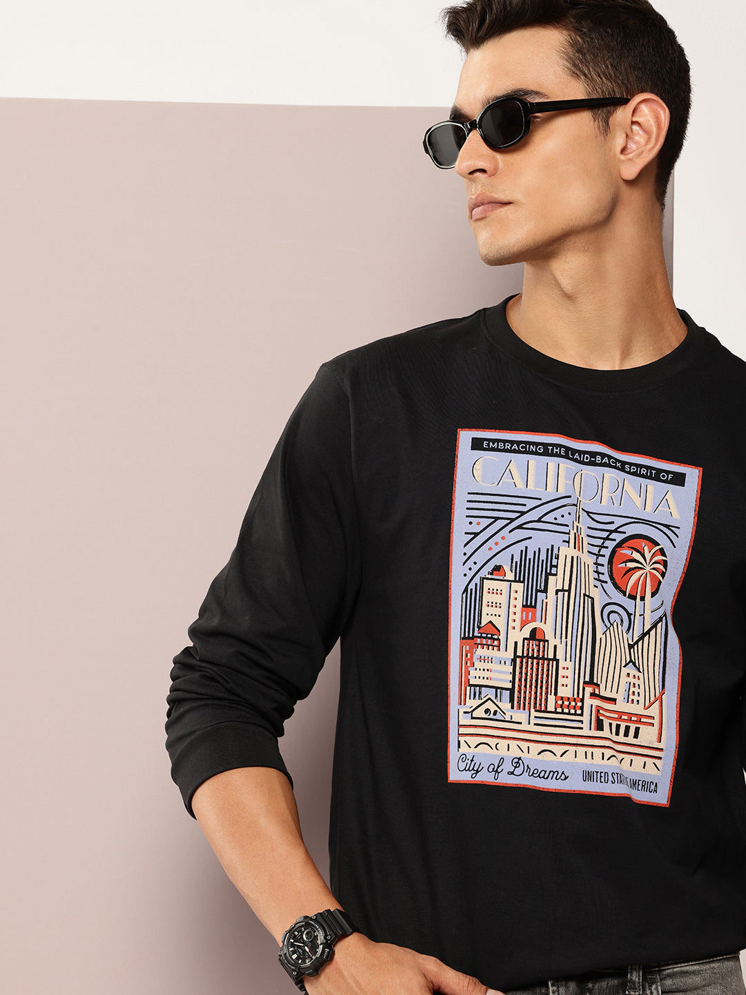 Mens Full Sleeve Round Neck Printed Oversized Fit Tshirts