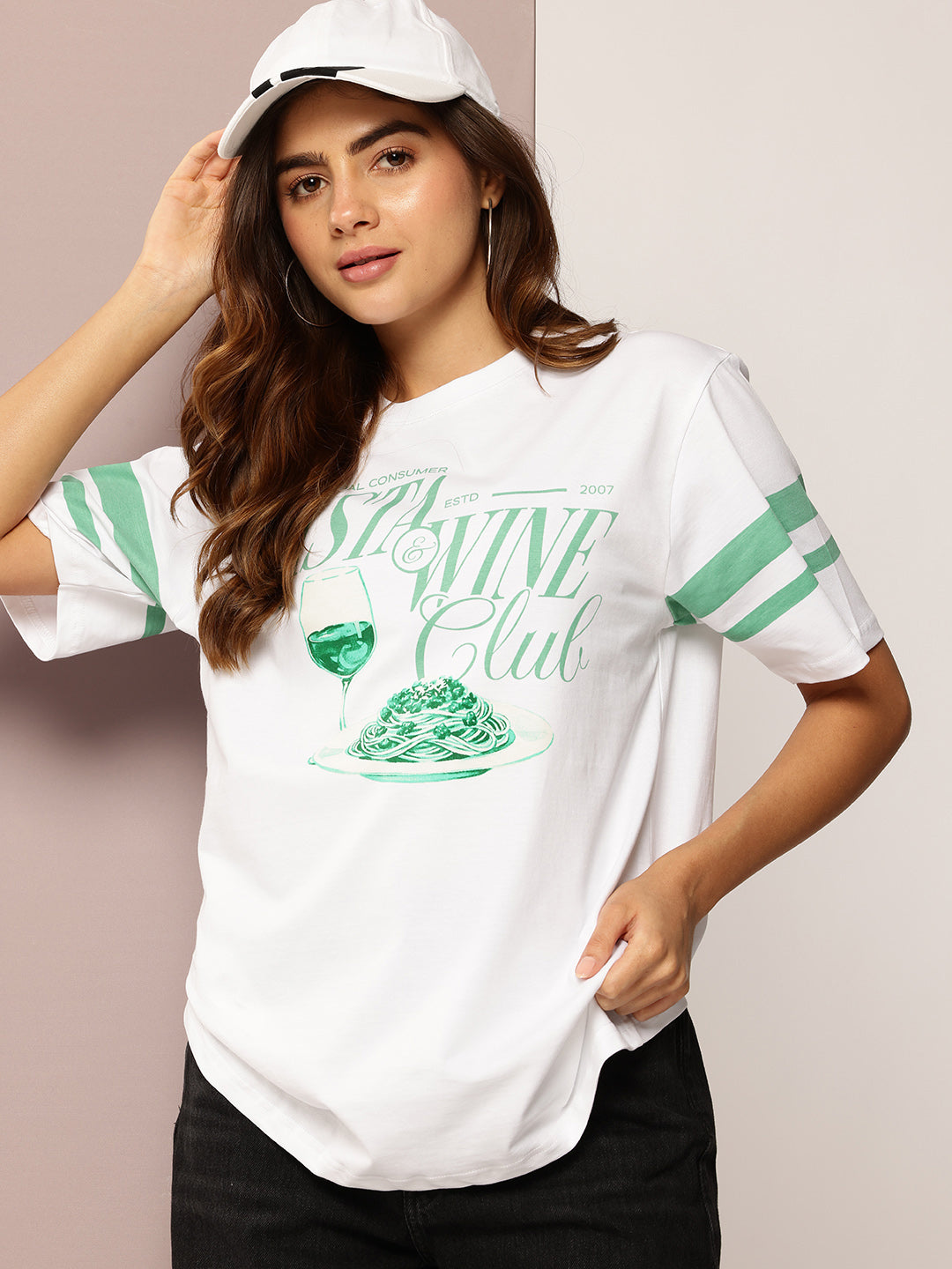Womens Short Sleeve Printed Oversized Fit Tshirt