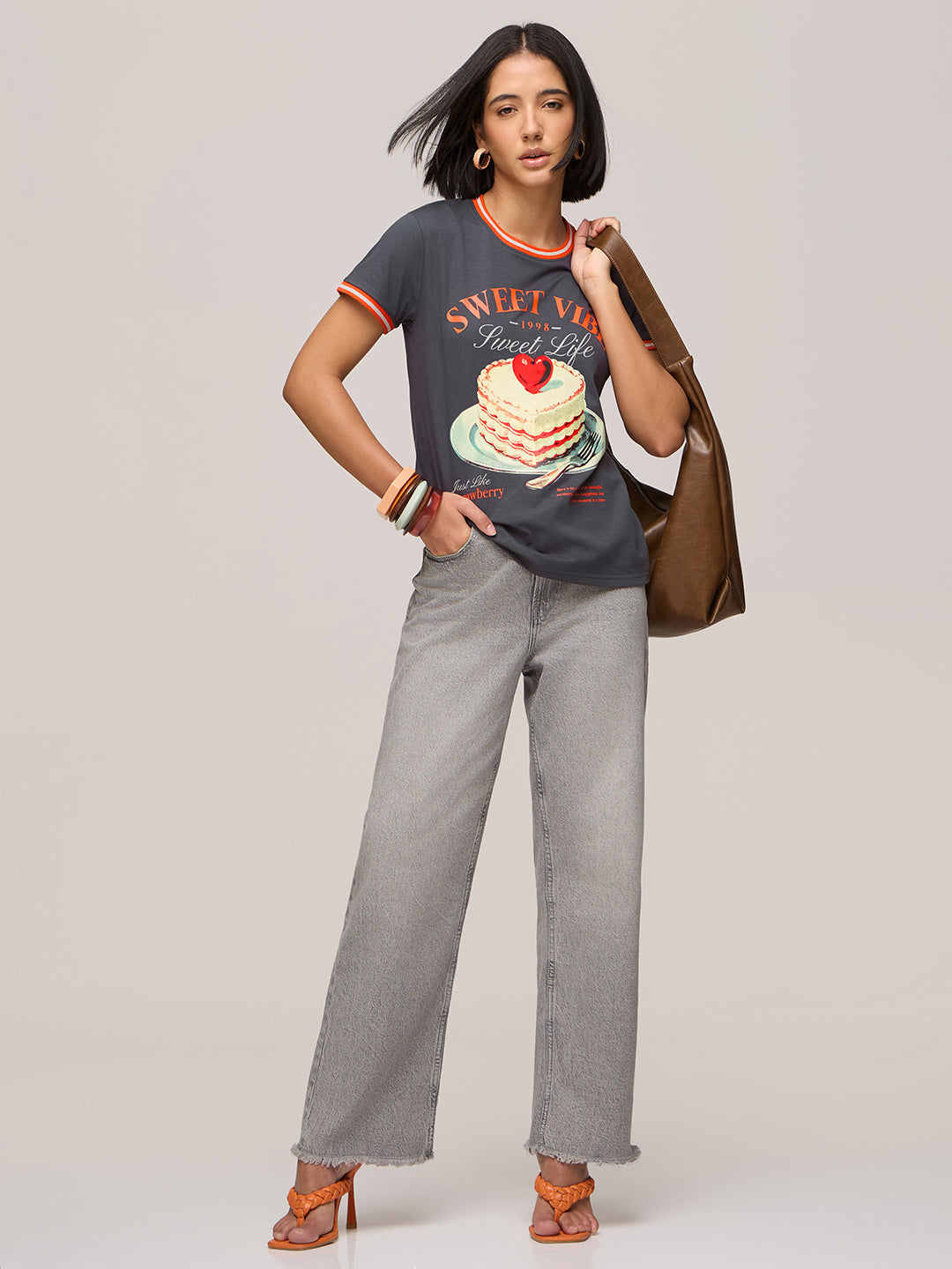Womens Printed Regular Fit Cotton T-Shirt