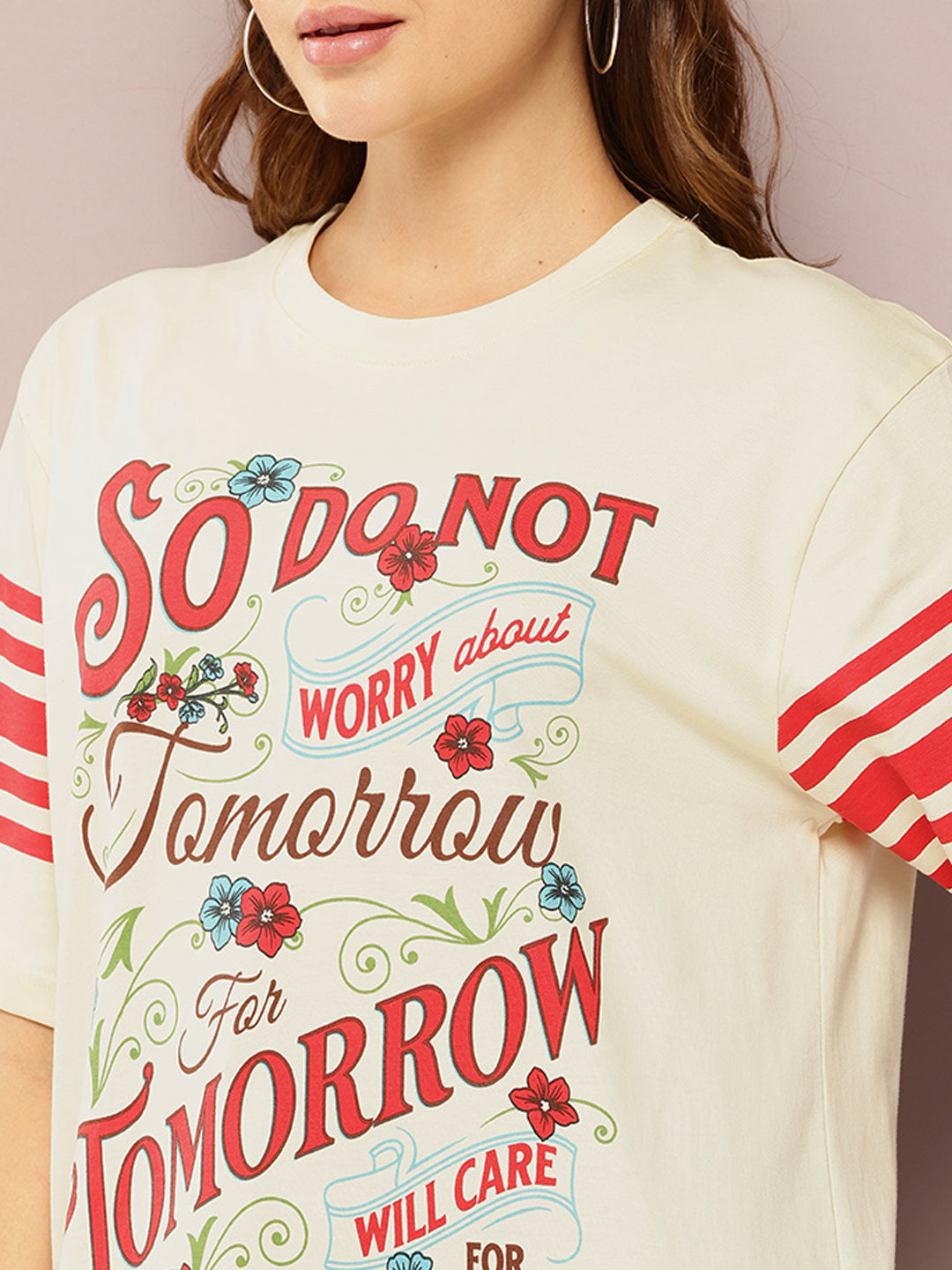 Womens Short Sleeve Printed Oversized Fit Tshirt