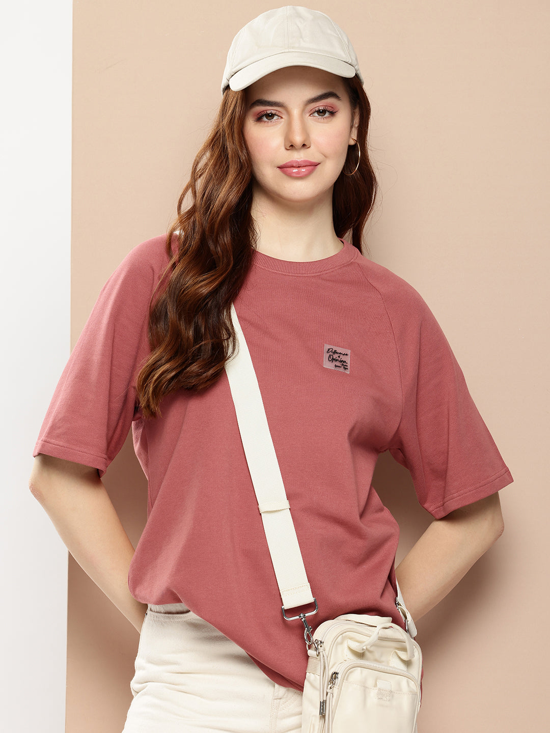 Womens Half Sleeve Round Neck Solid Oversized Fit Tshirts