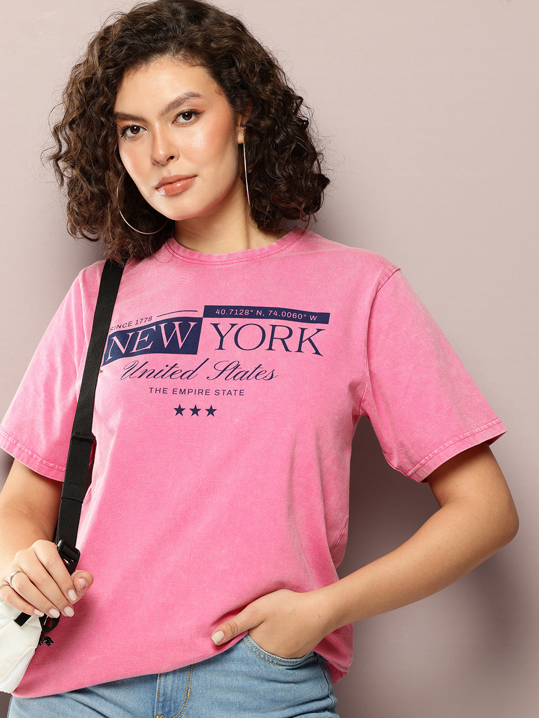 Womens Half Sleeve Round Neck Printed Oversized Fit Tshirts