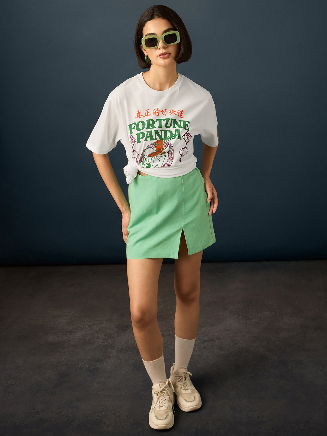 Womens Short Sleeve Printed Oversized Fit Tshirt 