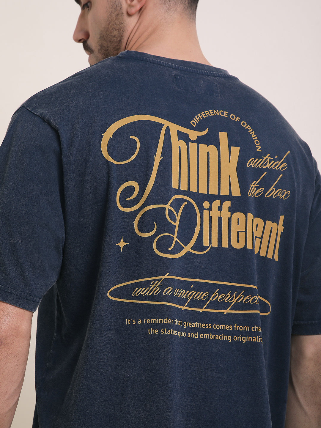 Mens Half Sleeve Round Neck Back Printed Oversized Fit Tshirts