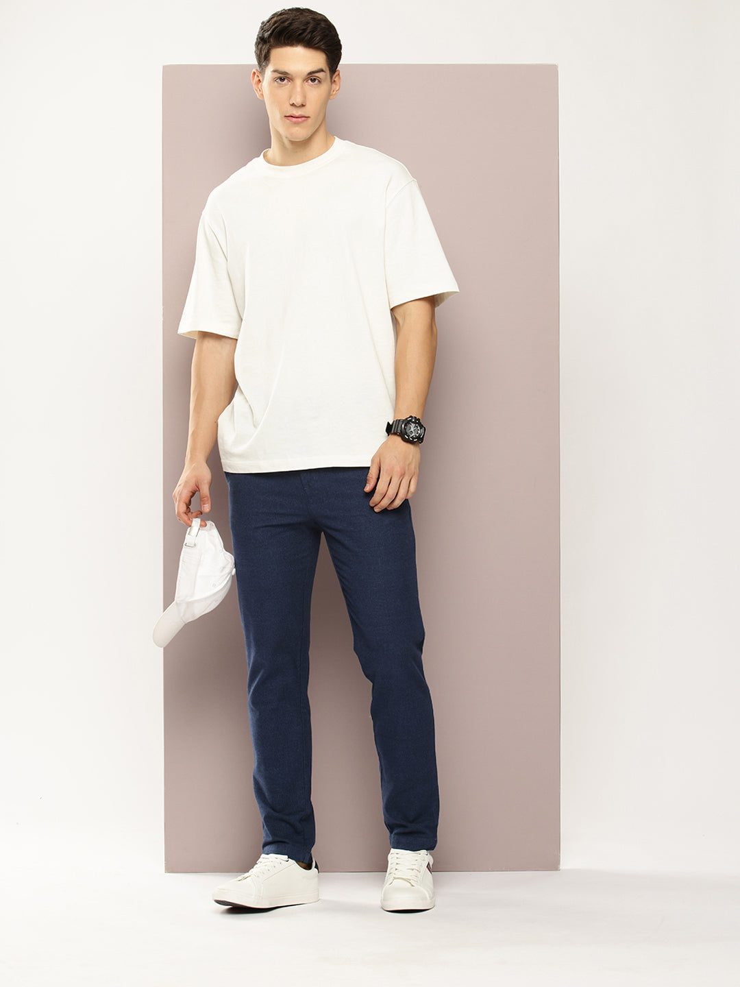 Men Checked Slim Fit Chinos Casual Trousers